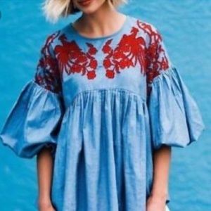 Anthropologie Boho Embroidered Top
